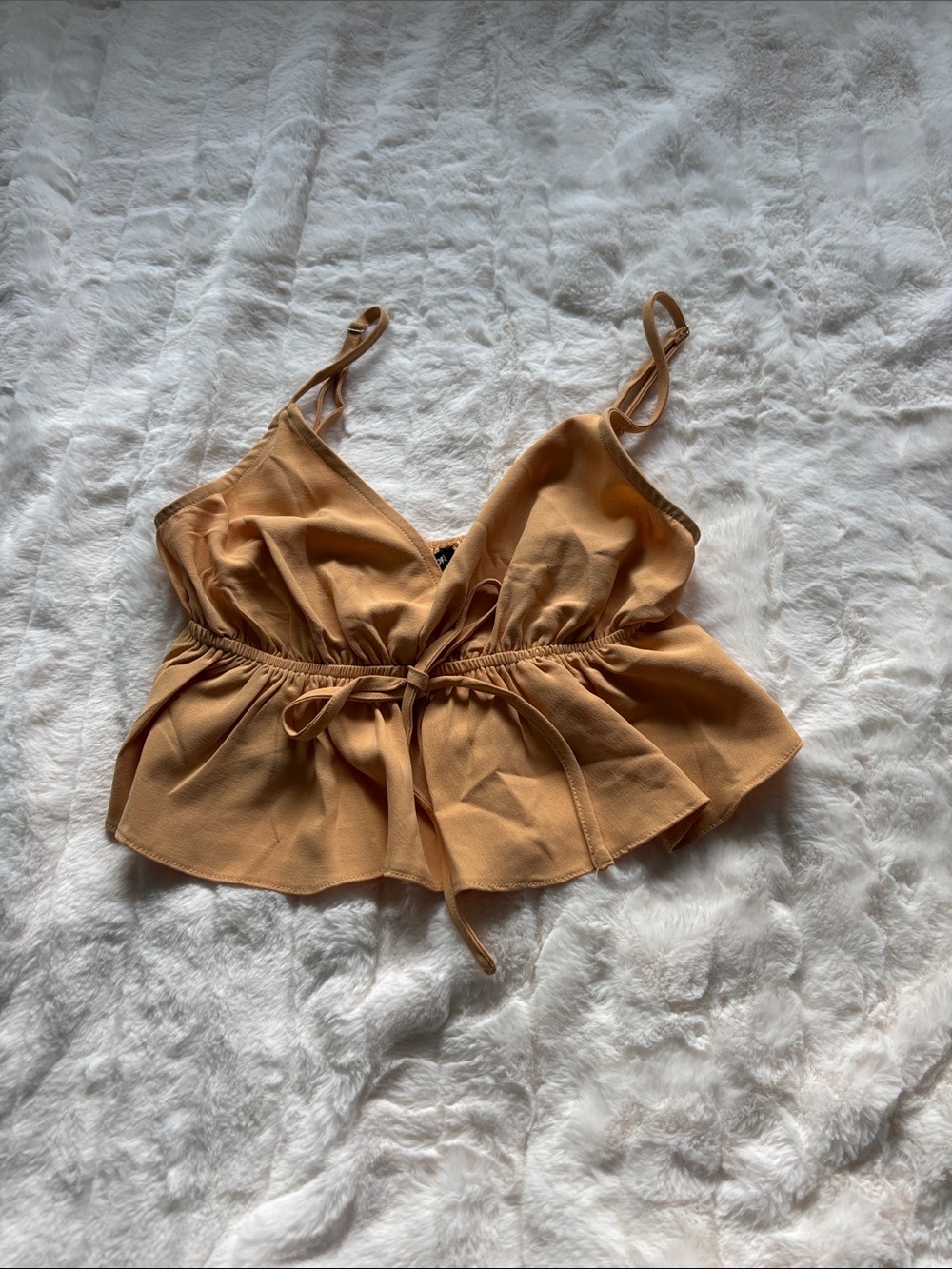 Fashion Nova Tie-Front Cami Top in Mustard Gold